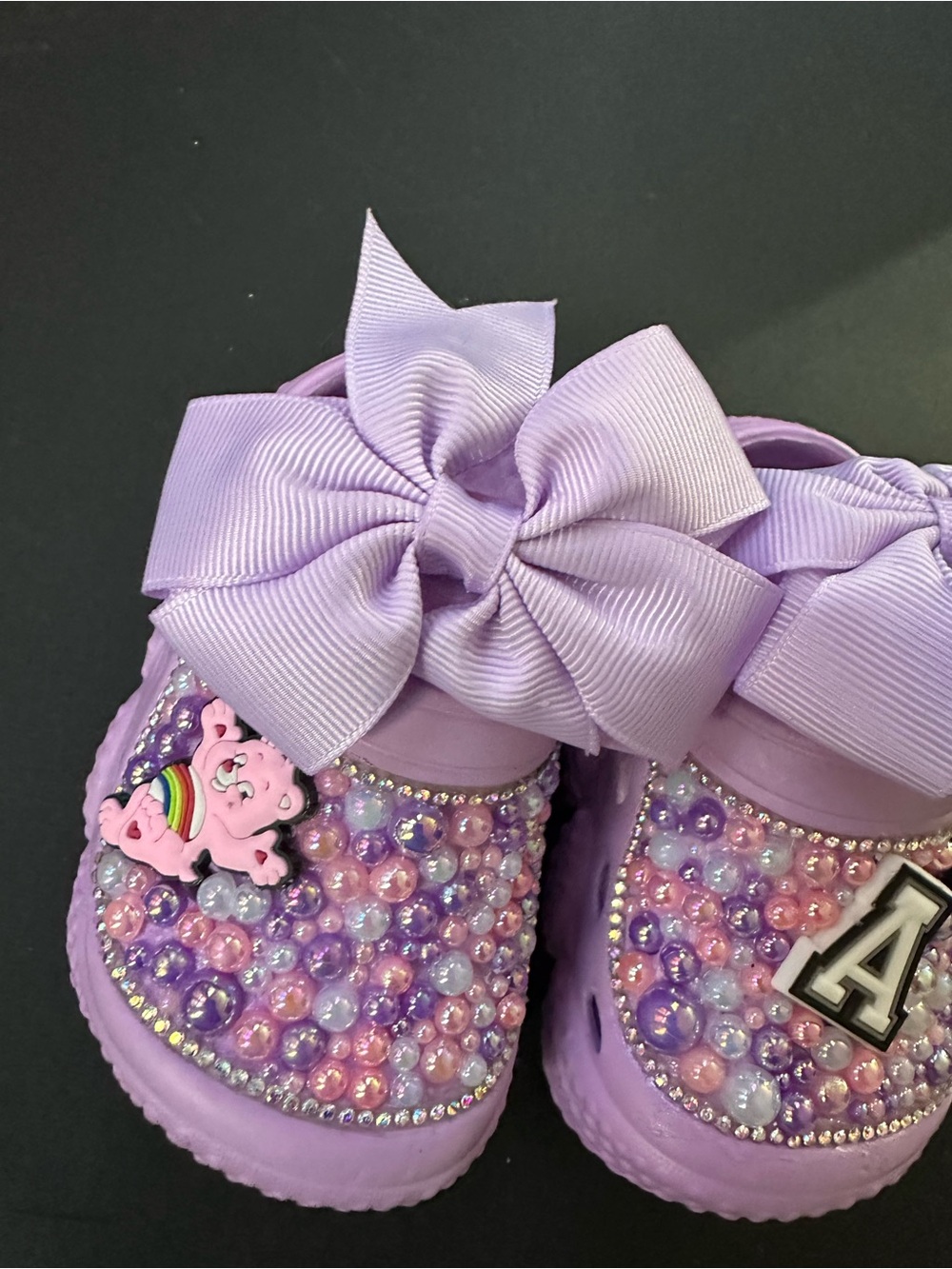 Care Bears Lavender Bow Beaded Kids Slip-On Clogs